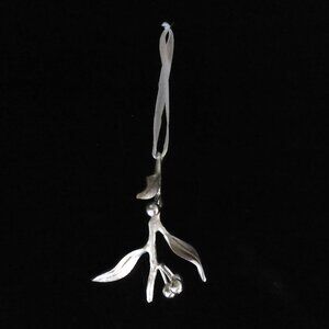 NEW 3.5” SILVER MISTLETOE BRANCH SPRIG ORNAMENT HOLIDAY CHRISTMAS DECORATION